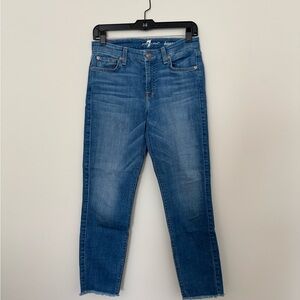 7 For All Mankind Women’s Blue Ankle Cropped Jeans - Kimmie Crop Size 27